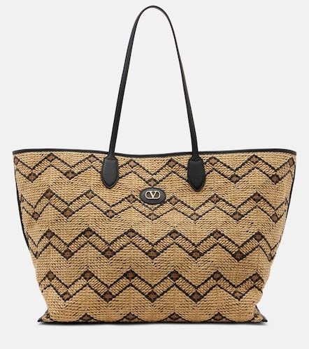 VLogo Large raffia-effect tote bag - Valentino Garavani - Modalova