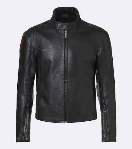 Web Stripe leather biker jacket - Gucci - Modalova