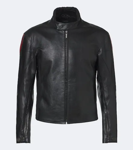 Chaqueta biker de piel con Web - Gucci - Modalova