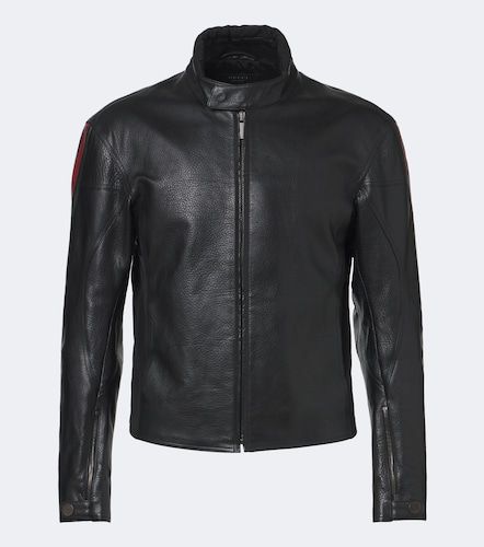Web Stripe leather biker jacket - Gucci - Modalova