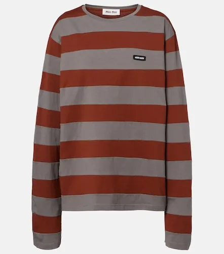 Striped cotton jersey T-shirt - Miu Miu - Modalova