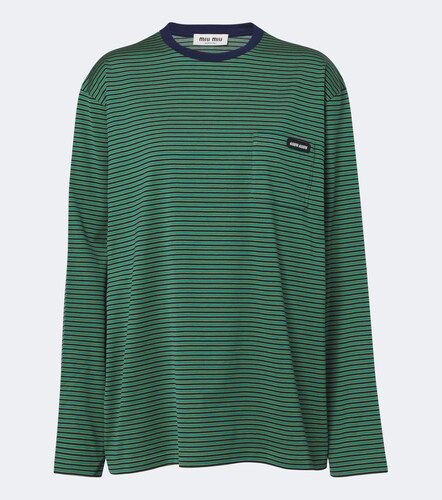 Camiseta de algodón a rayas - Miu Miu - Modalova