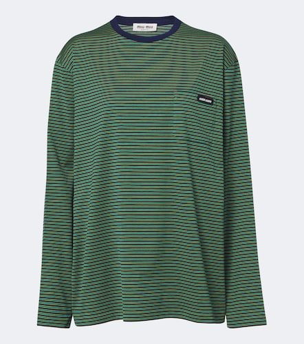 Camiseta de algodón a rayas - Miu Miu - Modalova