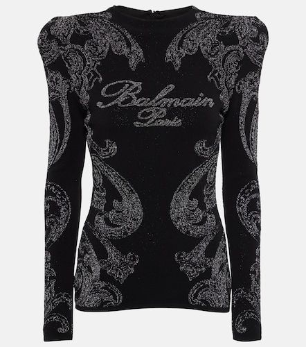 Top in misto cotone con stampa paisley e logo - Balmain - Modalova