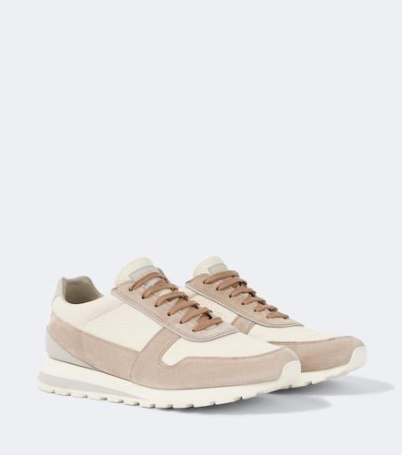Suede-trimmed leather sneakers - Brunello Cucinelli - Modalova