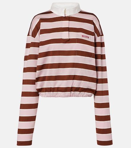 Polo cropped in jersey di cotone a righe - Prada - Modalova
