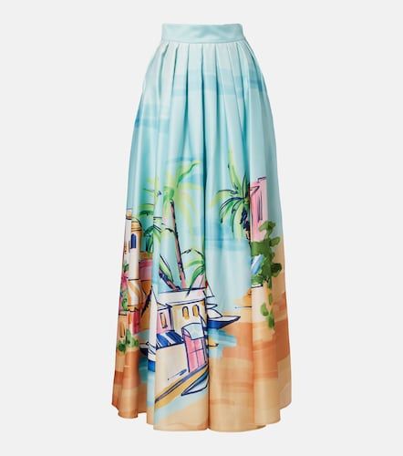 Falda larga de satén estampada - Leo Lin - Modalova