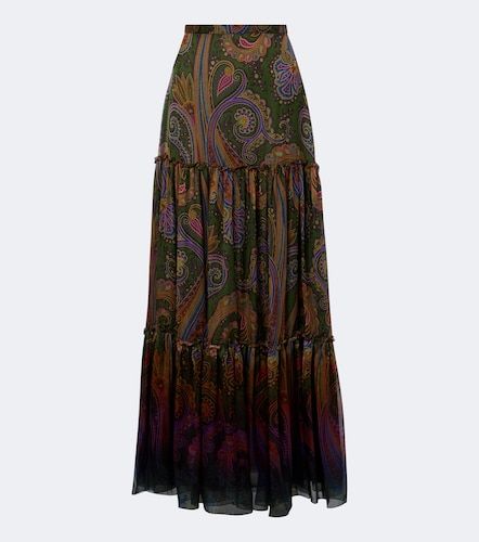 Gonna lunga in seta paisley a balze - Etro - Modalova