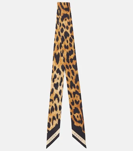Leopard-print silk twill scarf - Gucci - Modalova