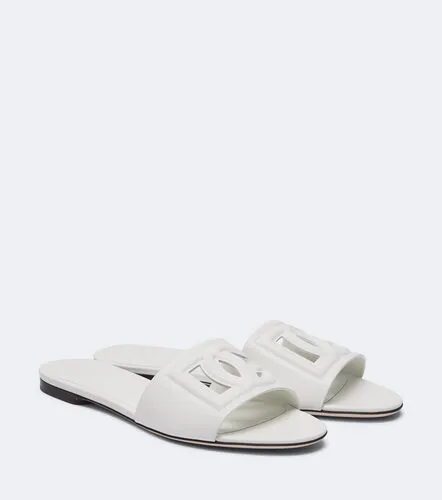 Logo cutout leather slides - Dolce&Gabbana - Modalova