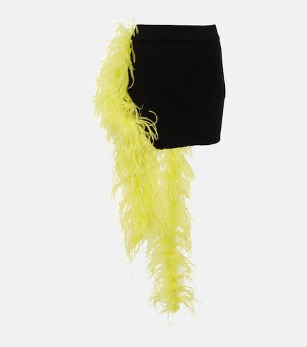 Feather-trimmed knitted miniskirt - The Attico - Modalova