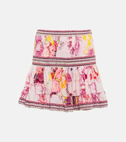 Smocked floral silk miniskirt - Camilla - Modalova