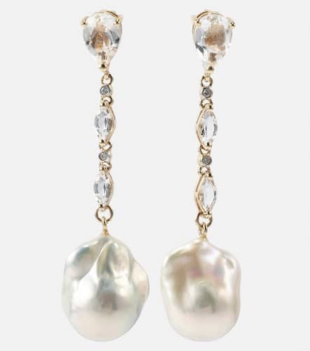 Kt earrings with pearls, diamonds, and topaz - Mateo - Modalova