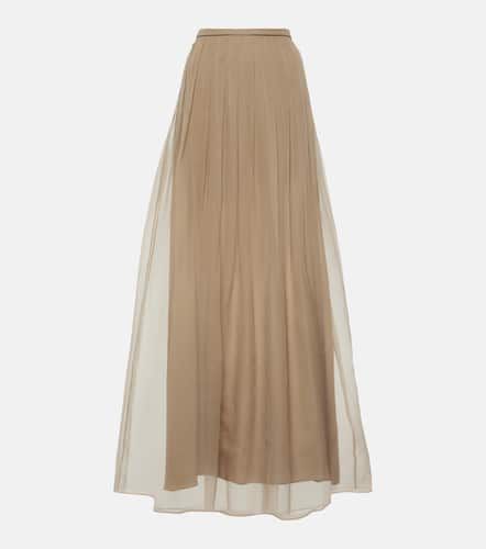 High-rise pleated silk maxi skirt - Brunello Cucinelli - Modalova