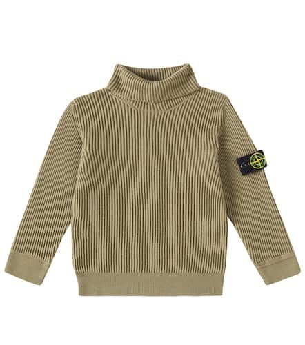 Compass ribbed-knit wool turtleneck sweater - Stone Island Junior - Modalova