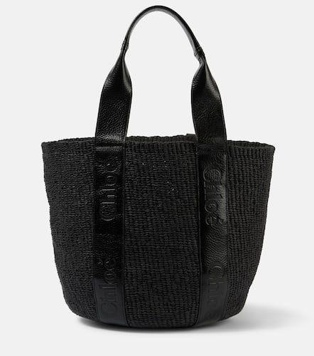 ChloÃ© Woody Medium raffia-effect tote bag - Chloe - Modalova