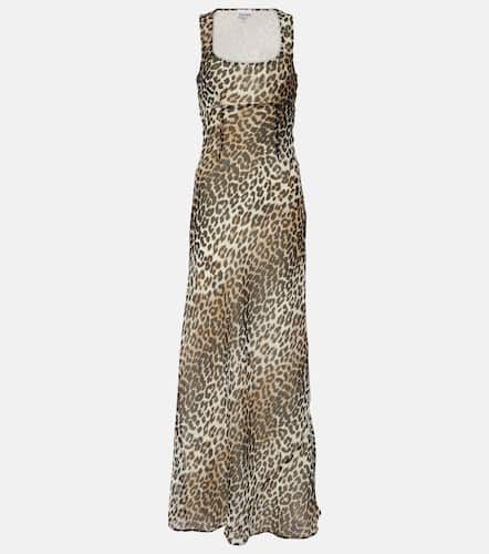 Leopard-print chiffon maxi dress - Ganni - Modalova