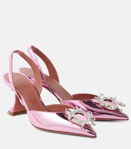 Verzierte Slingback-Pumps Begum 70 aus Metallic-Leder - Amina Muaddi - Modalova