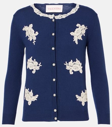 Lace-trimmed virgin wool cardigan - Valentino - Modalova