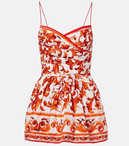 Abito corto Majolica in popeline di cotone - Dolce&Gabbana - Modalova