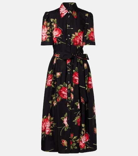 Abito midi in cotone con cintura e stampa floreale - Dolce&Gabbana - Modalova