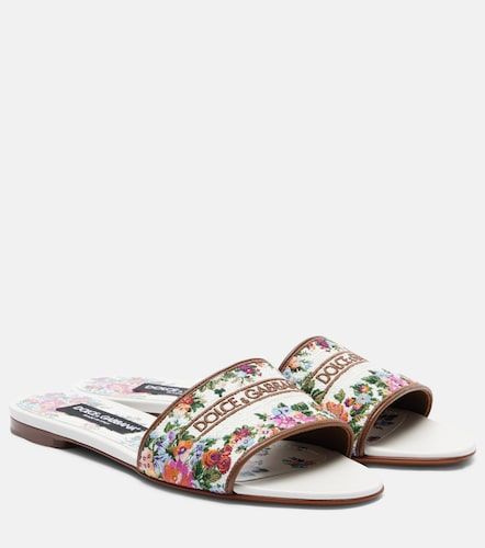 Bestickte Pantoletten mit Leder - Dolce&Gabbana - Modalova