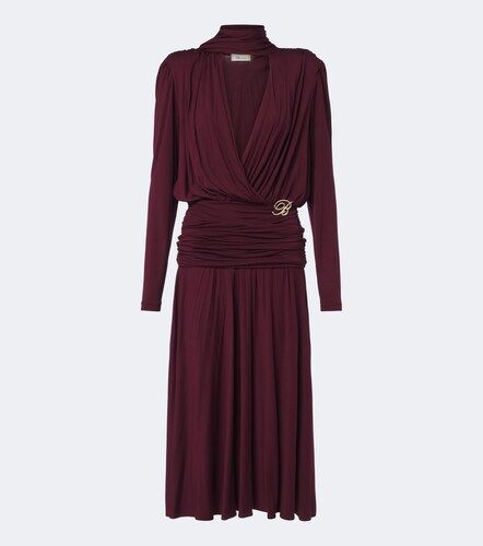 Vestido midi de jersey drapeado con lazada - Blumarine - Modalova