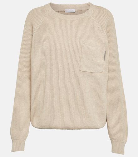 Ribbed-knit cotton sweater - Brunello Cucinelli - Modalova