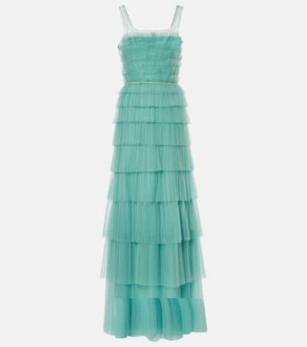 Kali embellished tulle-trimmed plissÃ© gown - Costarellos - Modalova