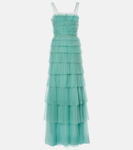 Kali embellished tulle-trimmed plissÃ© gown - Costarellos - Modalova