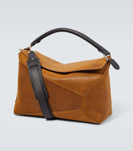 Borsa a spalla Puzzle Edge Large in suede - Loewe - Modalova