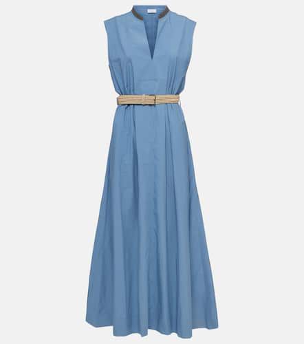 Embellished cotton poplin maxi dress - Brunello Cucinelli - Modalova