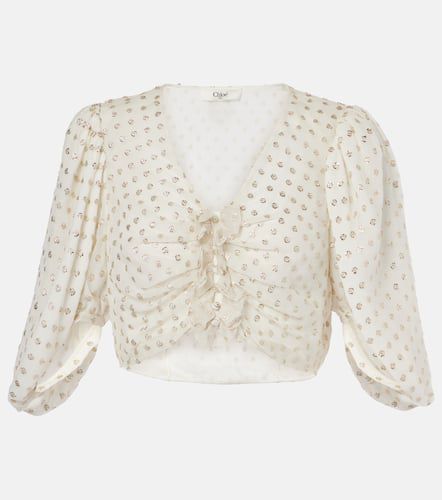 Chloé Crop top de muselina en jacquard de seda - Chloe - Modalova