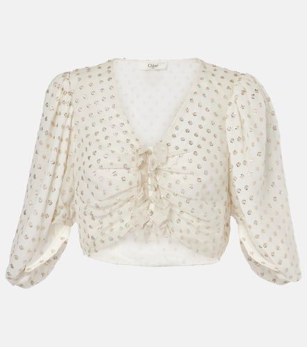 Jacquard silk-blend muslin crop top - Chloe - Modalova