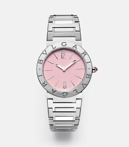 Mm stainless steel watch with rubellite - Bvlgari - Modalova