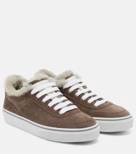 Monili shearling-trimmed suede sneakers - Brunello Cucinelli - Modalova