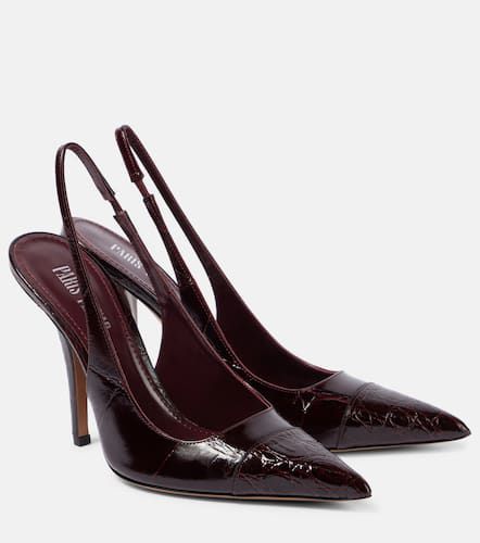 Miranda 105 croc-effect leather slingback pumps - Paris Texas - Modalova