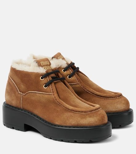 Ballerine in pelle con shearling - Miu Miu - Modalova
