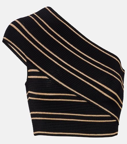 Crop top asimétrico a rayas - Balmain - Modalova