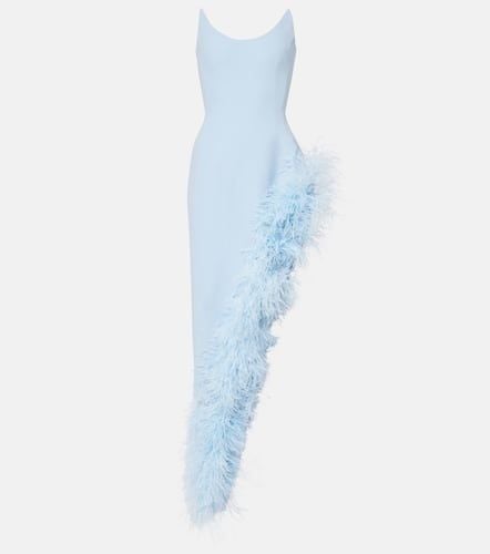 Asymmetric feather-trimmed cocktail dress - David Koma - Modalova