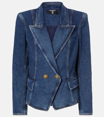 Double-breasted denim blazer - Balmain - Modalova