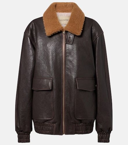 Bomber Caban in pelle con shearling - Valentino - Modalova