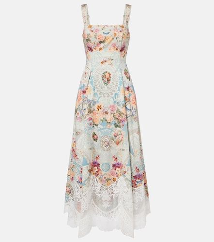 Vestido midi de algodón estampado con encaje - Camilla - Modalova