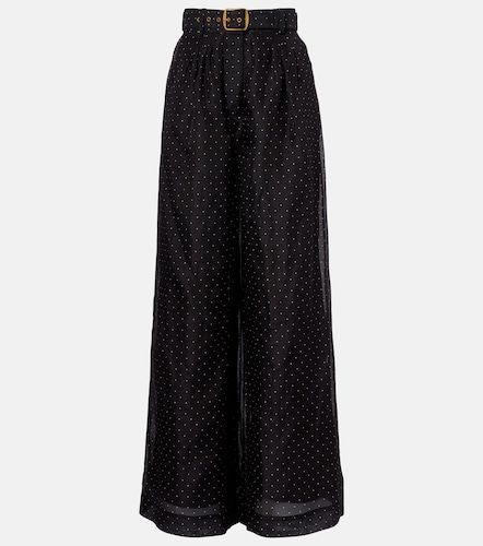 Pantaloni a gamba larga in lino e seta a pois - Zimmermann - Modalova