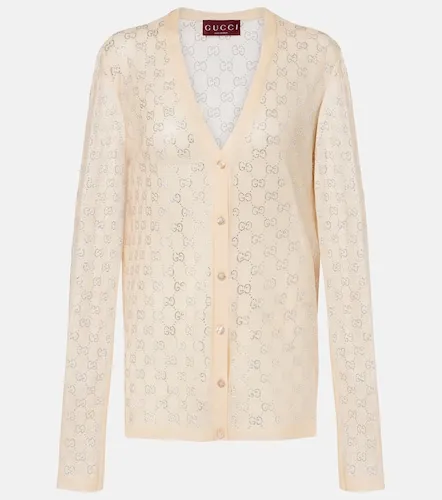 Cardigan in seta con cristalli GG - Gucci - Modalova