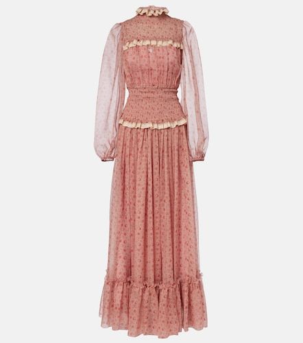 Abito lungo in chiffon di seta e cotone a punto smock - Dolce&Gabbana - Modalova