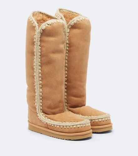 Shearling-lined suede knee-high boots - Mou - Modalova