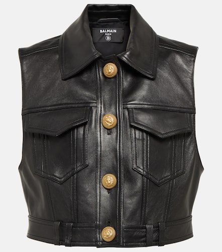 Balmain Cropped leather vest - Balmain - Modalova