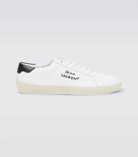 Logo embroidered leather sneakers - Saint Laurent - Modalova