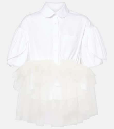 Tulle-trimmed cropped cotton shirt - Simone Rocha - Modalova